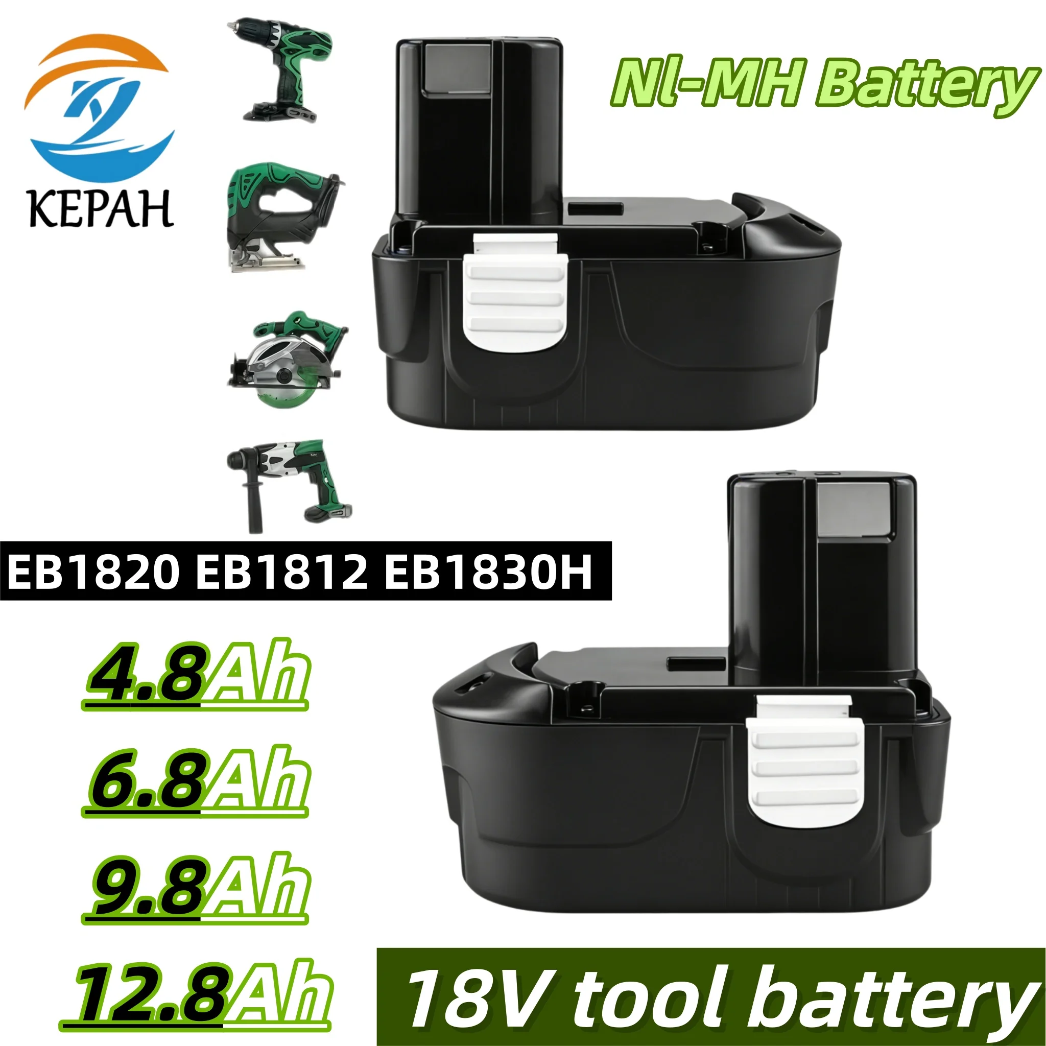 Аккумулятор 18В NI-MH 4.8Ач-12.8Ач, совместимый с EB1812S EB1814SL EB1820L EB1824L EB1826HL
Аккумулятор 18В NI-MH 4.8Ач-12.8Ач, совместимый с EB1812S EB1814SL EB1820L EB1824L EB1826HL