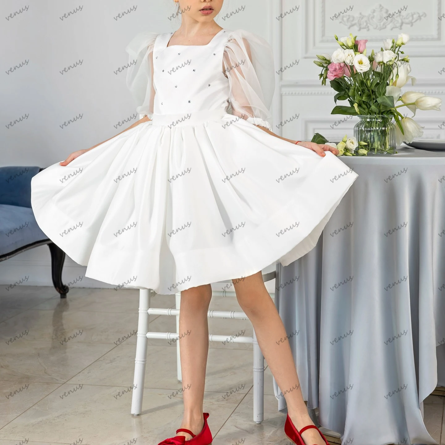 Simple Ball Flower Girl Dresses فساتين للمناسبات الخاصة Knee-Length Princess Birthday Dress Customized Vestidos De Novia 2025
Simple Ball Flower Girl Dresses فساتين للمناسبات الخاصة Knee-Length Princess Birthday Dress Customized Vestidos De Novia 2025