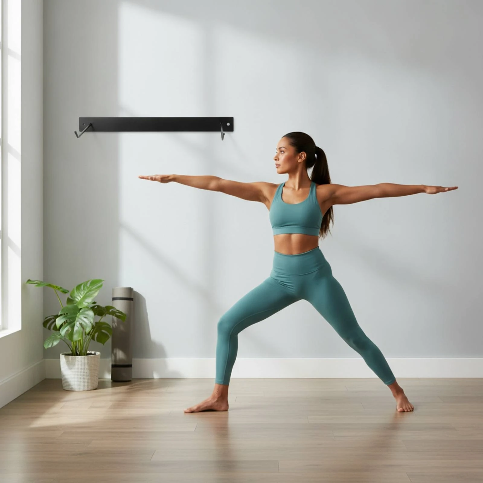 Fitness Mat Storage Rack Sturdy Fitness Mat Rack Shelf with Hooks Long-Lasting Sleek for Yogis, Home Gym, Workout Room
Fitness Mat Storage Rack Sturdy Fitness Mat Rack Shelf with Hooks Long-Lasting Sleek for Yogis, Home Gym, Workout Room
