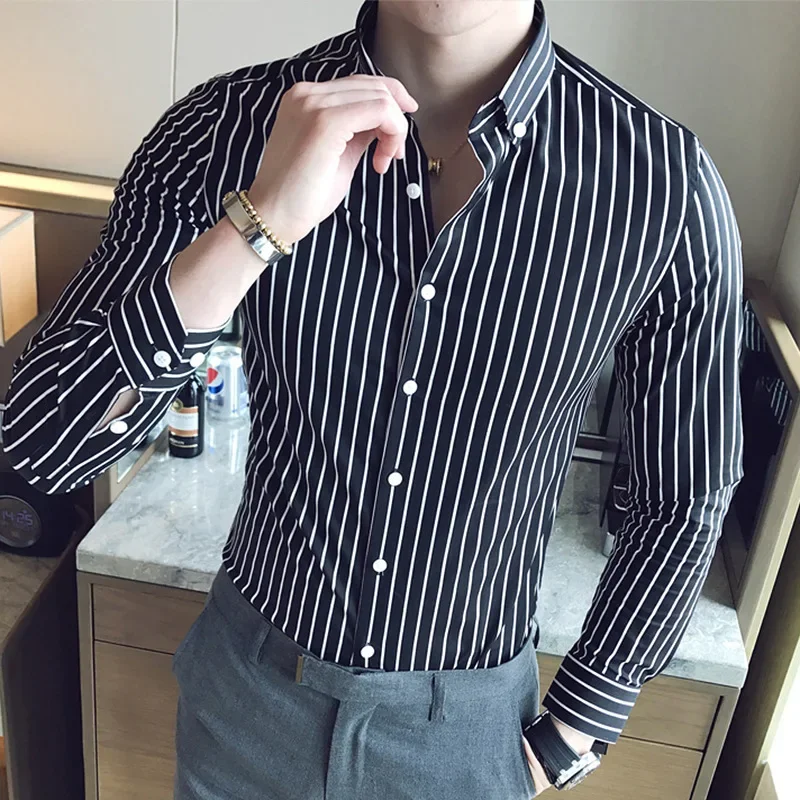 Plus Size 5XL-M Korean Long Sleeve Striped Shirts Men Clothing 2025 Simple Slim Fit Business Casual Office Blouse Homme Hot Sale
Plus Size 5XL-M Korean Long Sleeve Striped Shirts Men Clothing 2025 Simple Slim Fit Business Casual Office Blouse Homme Hot Sale