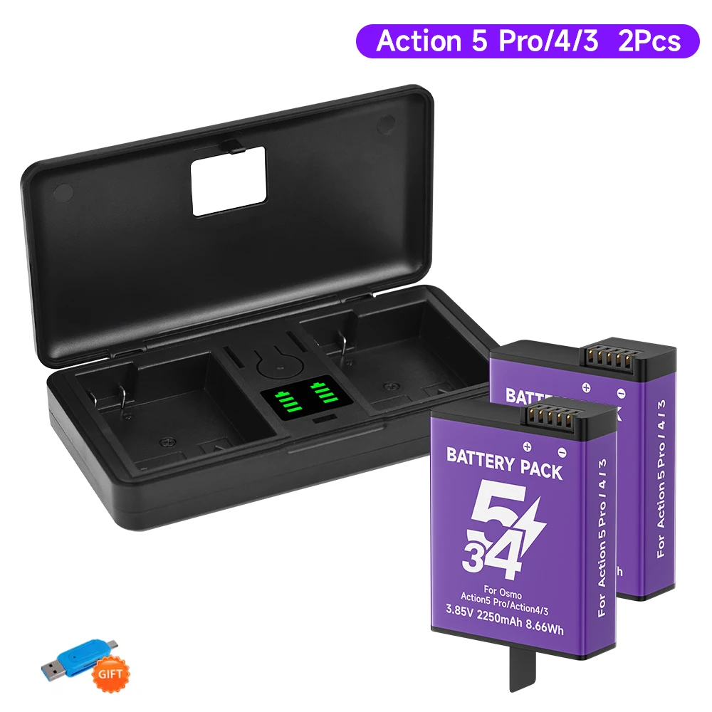 2250mAh Battery For DJI Osmo Action 5 Pro with Dual Slot Battery Charger For DJI Osmo Action4 Action3 Sports Camera Accessories
2250mAh Battery For DJI Osmo Action 5 Pro with Dual Slot Battery Charger For DJI Osmo Action4 Action3 Sports Camera Accessories