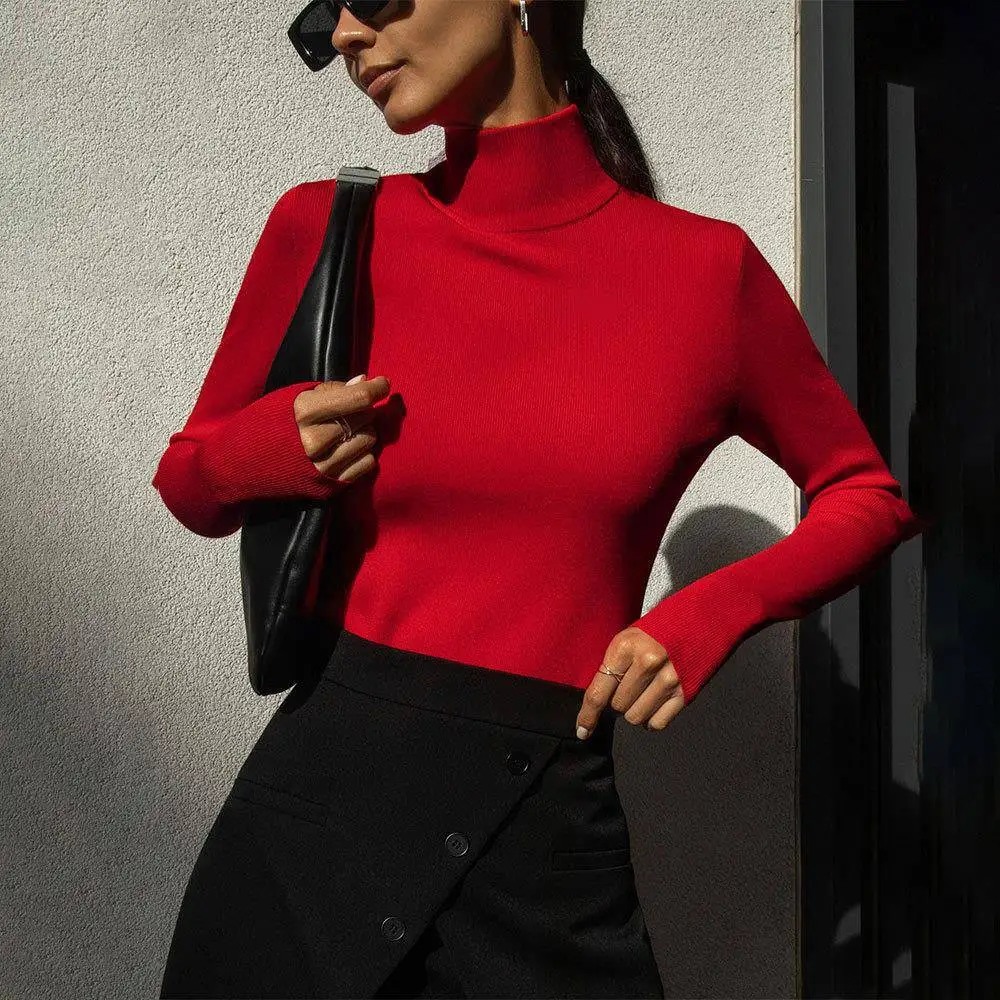 Elegant Long Sleeve Slim Fit Thermal Shirt High Neck Knitted Sweater Women's Fashion Autumn Winter Warm Classy Base Layer Top
Elegant Long Sleeve Slim Fit Thermal Shirt High Neck Knitted Sweater Women's Fashion Autumn Winter Warm Classy Base Layer Top