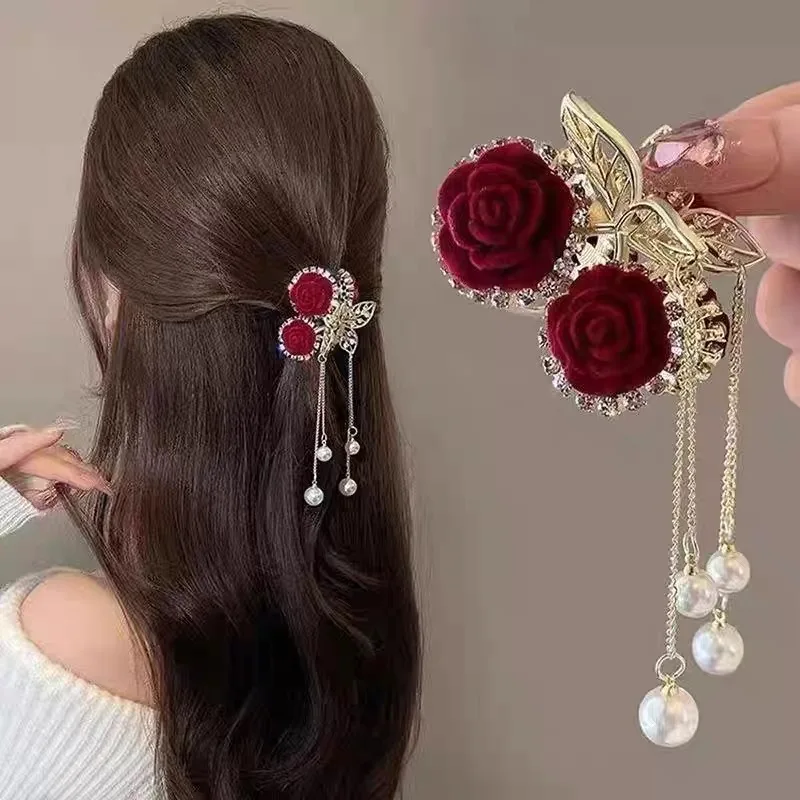 Fashion Antique Roses Rhinestone Pearl Tassel Hair Claws Shark Hair Clips Hairgrips Barrettes For Women Party Hair Accessories
Fashion Antique Roses Rhinestone Pearl Tassel Hair Claws Shark Hair Clips Hairgrips Barrettes For Women Party Hair Accessories