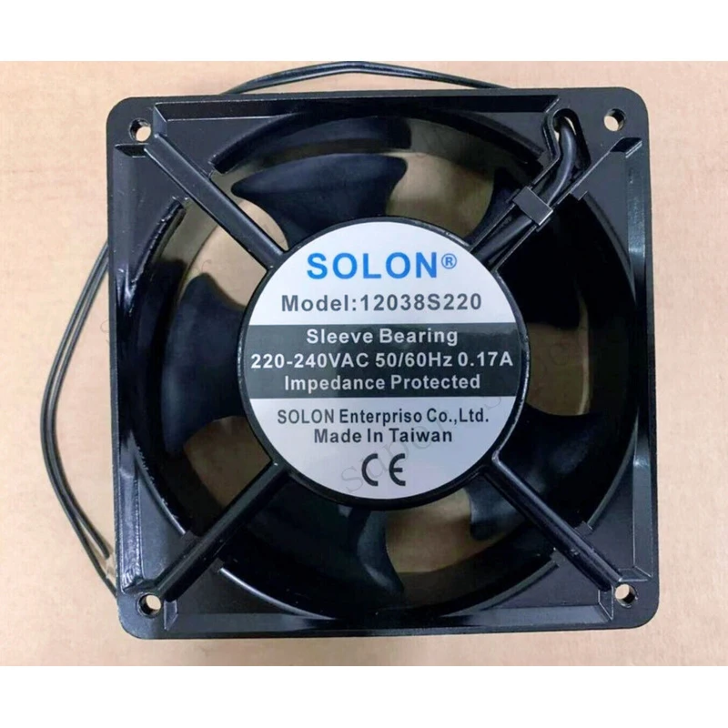 S+ SOLON 12038S220 cooling fan AC 220-240V 0.17A 12038 12CM 2 Wire
S+ SOLON 12038S220 cooling fan AC 220-240V 0.17A 12038 12CM 2 Wire