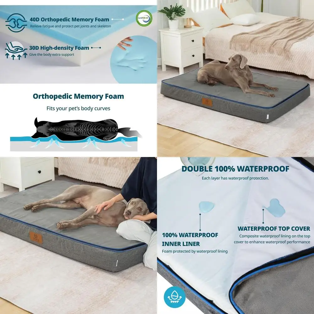 Ортопедическая лежанка для собак 6 Thick - большой размер для крупных пород - водонепроницаемый съемный чехол на молнии - удобная и легко моющаяся, серая
Ортопедическая лежанка для собак 6 Thick - большой размер для крупных пород - водонепроницаемый съемный чехол на молнии - удобная и легко моющаяся, серая