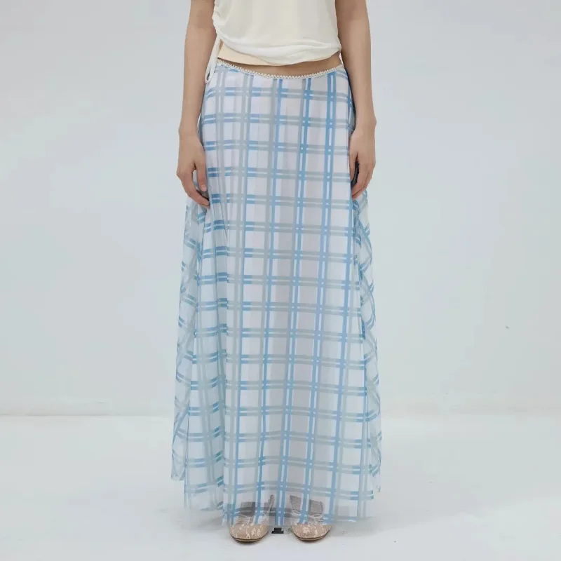 Sheer Light Blue Plaid Maxi Women's High Waist Transparent Mesh Long Skirt Casual Loose A-line Skirts
Sheer Light Blue Plaid Maxi Women's High Waist Transparent Mesh Long Skirt Casual Loose A-line Skirts