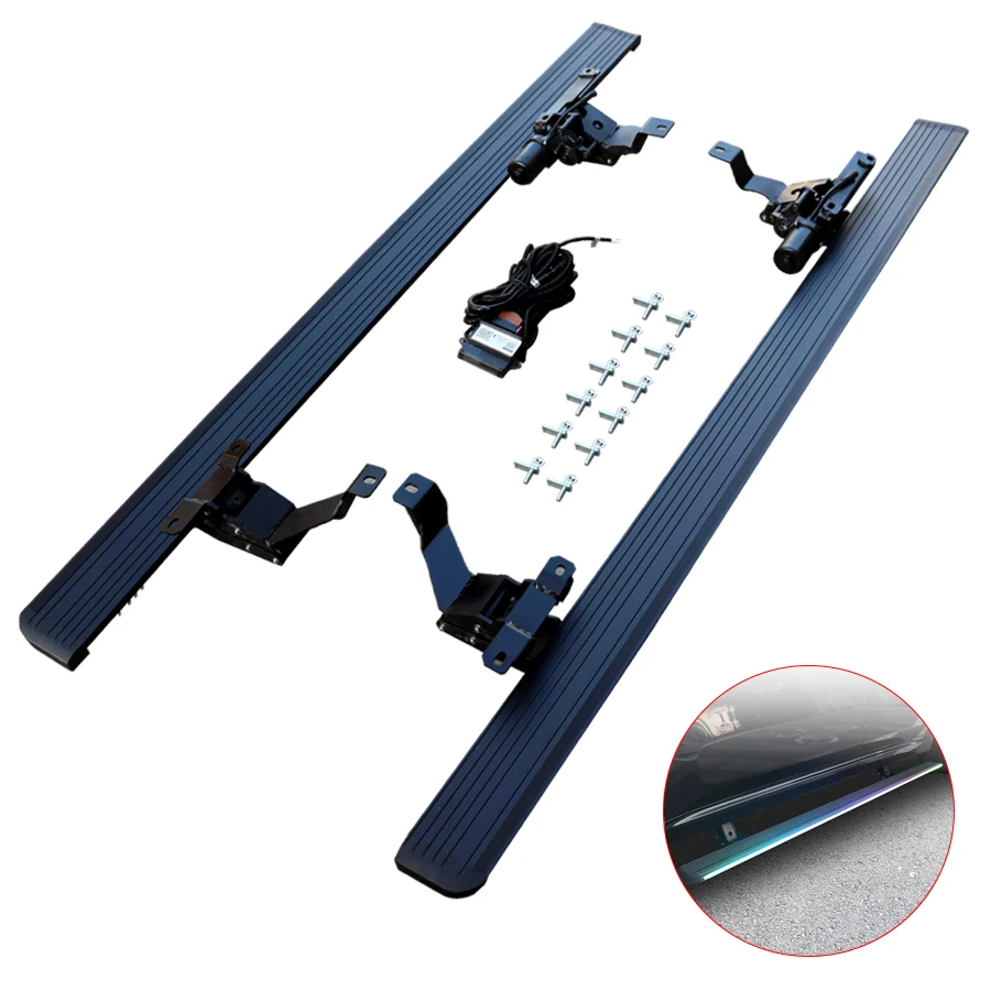 Thickened aluminum alloy electric side pedal with light LED intelligent automatic telescopic modification
Thickened aluminum alloy electric side pedal with light LED intelligent automatic telescopic modification