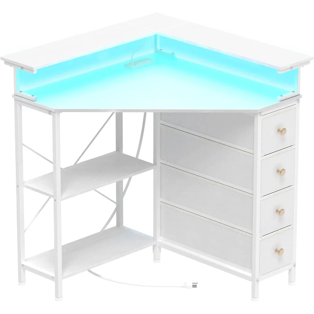 90 degree triangle computer desk with power supply, game table with LED lights, home office workstation monitor stand
90 degree triangle computer desk with power supply, game table with LED lights, home office workstation monitor stand