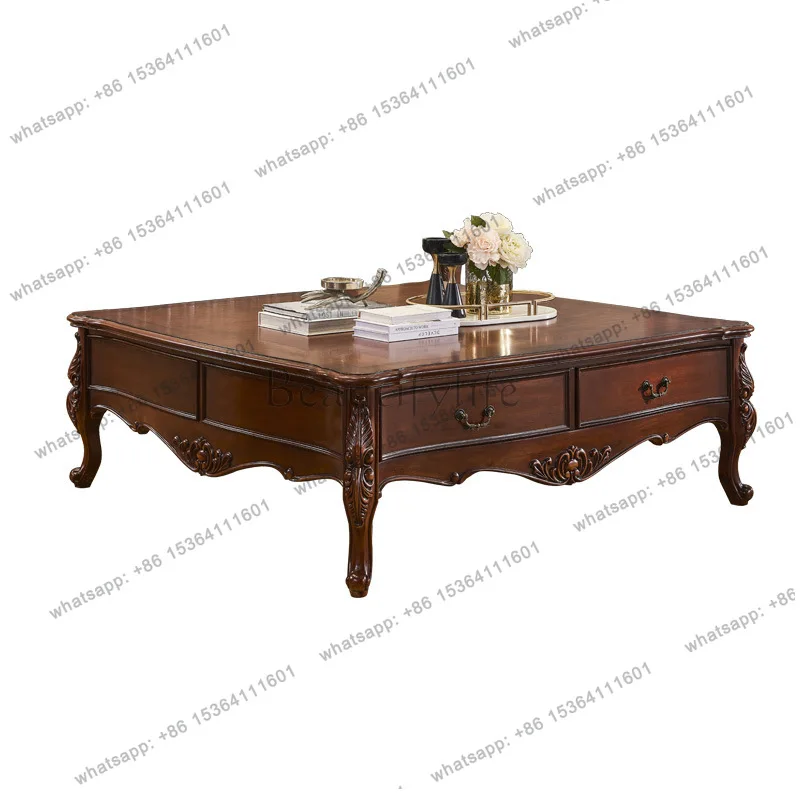 European solid wood square coffee table American retro four tea table large apartment
European solid wood square coffee table American retro four tea table large apartment