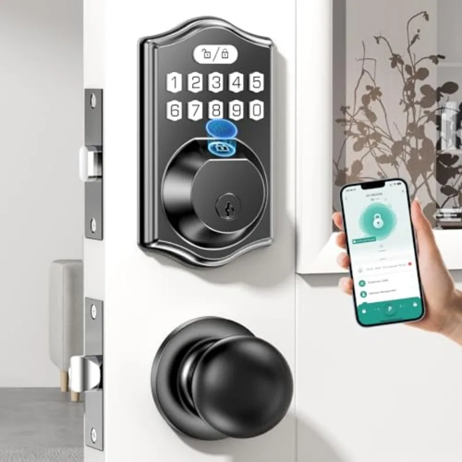 Keypad Deadbolt Front Door: 0.3s AI Fingerprintand100 Passcodes—15min DIY Install Auto-Lock Weatherproof Keyless Entry Smart El
Keypad Deadbolt Front Door: 0.3s AI Fingerprintand100 Passcodes—15min DIY Install Auto-Lock Weatherproof Keyless Entry Smart El