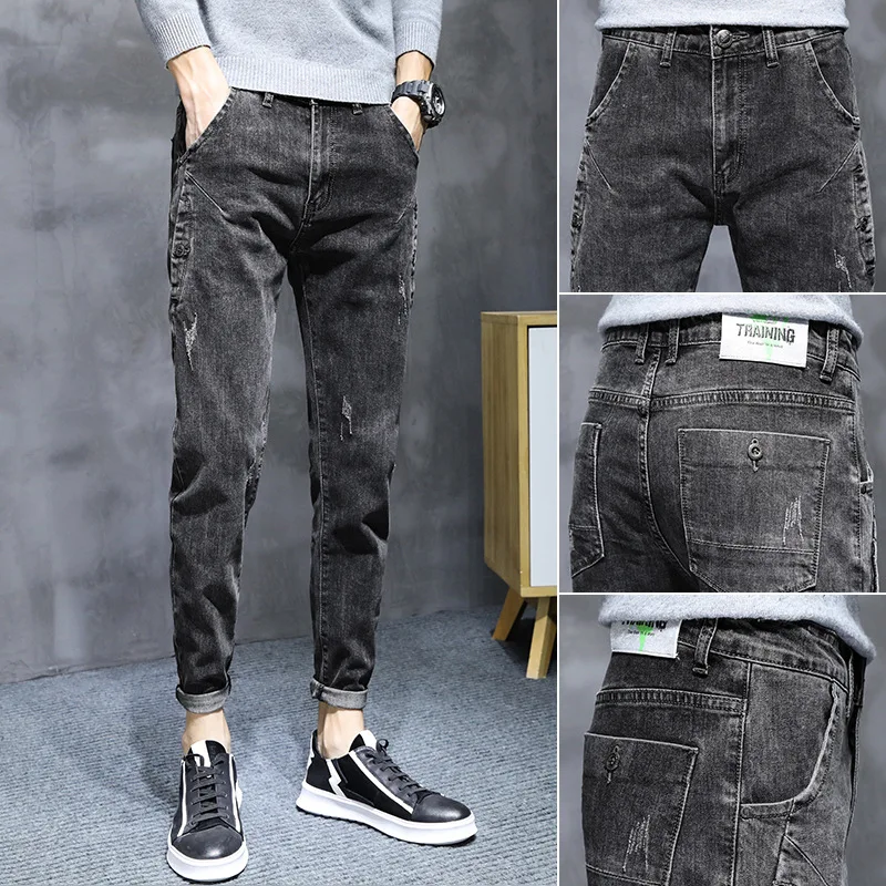 Cropped jeans men's fashion brand summer slim fit small feet trend elastic pants leisure 2022 new spring and autumn men
Cropped jeans men's fashion brand summer slim fit small feet trend elastic pants leisure 2022 new spring and autumn men
