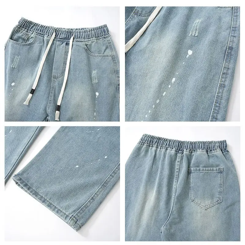 Personalized street style loose and versatile printed pants American retro washed distressed drawstring jeans straight leg pants
Personalized street style loose and versatile printed pants American retro washed distressed drawstring jeans straight leg pants