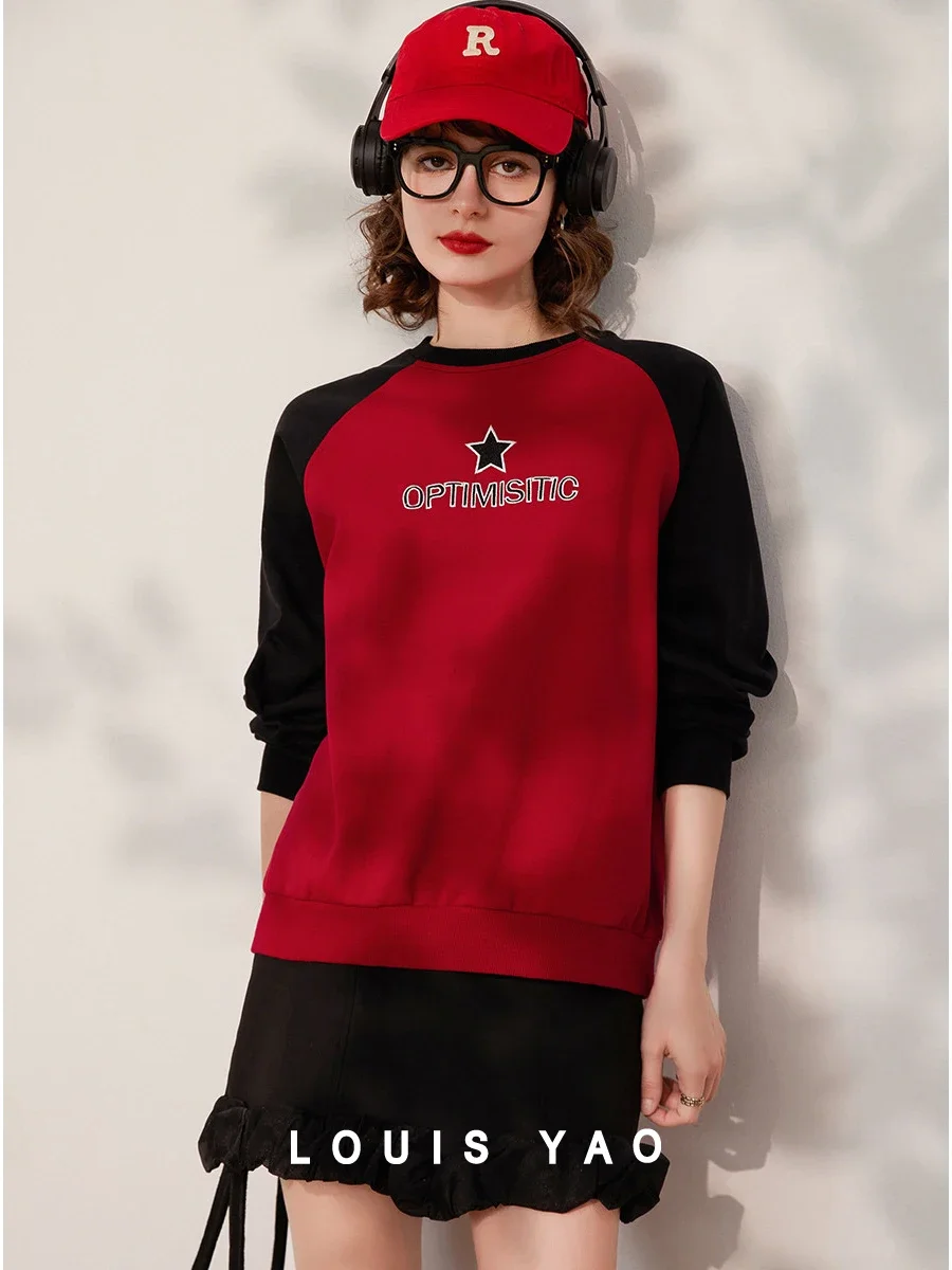 LOUIS YAO Women Sweatshirt Round Neck Long Sleeve Contrast Color 2024 Spring Embroidery Letter Loose Fit Pullover Top
LOUIS YAO Women Sweatshirt Round Neck Long Sleeve Contrast Color 2024 Spring Embroidery Letter Loose Fit Pullover Top