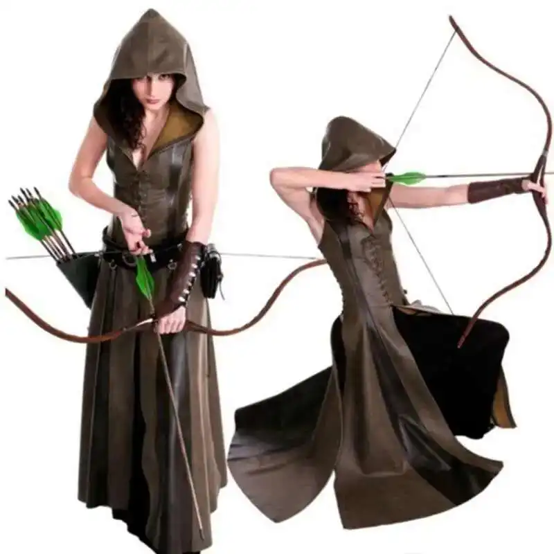 New Women fashion Sexy Slim Lace Up Leather Medieval Ranger Long Dress Adult Coats Cosplay disfraz mujer Costume Halloween
New Women fashion Sexy Slim Lace Up Leather Medieval Ranger Long Dress Adult Coats Cosplay disfraz mujer Costume Halloween