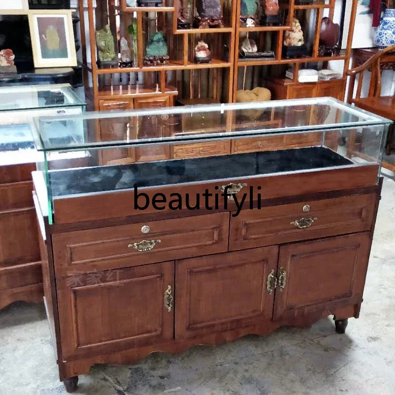 Retro solid wood jewelry display cabinet Antique jade jadeite glass display cabinet
Retro solid wood jewelry display cabinet Antique jade jadeite glass display cabinet