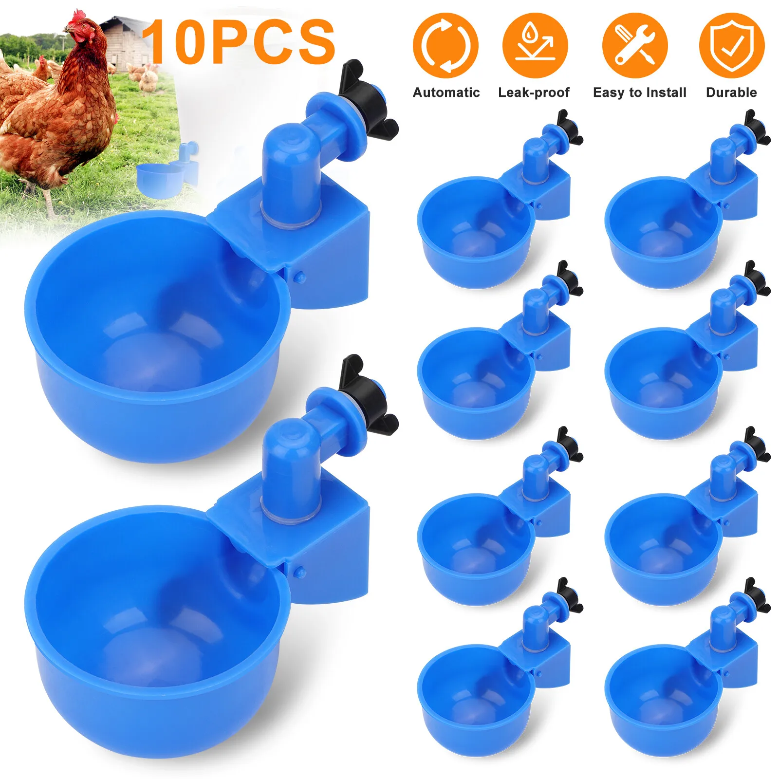 10PCS Automatic Water Cups Poultry Drinker Waterer Chicken Duck Quail Drinking
10PCS Automatic Water Cups Poultry Drinker Waterer Chicken Duck Quail Drinking