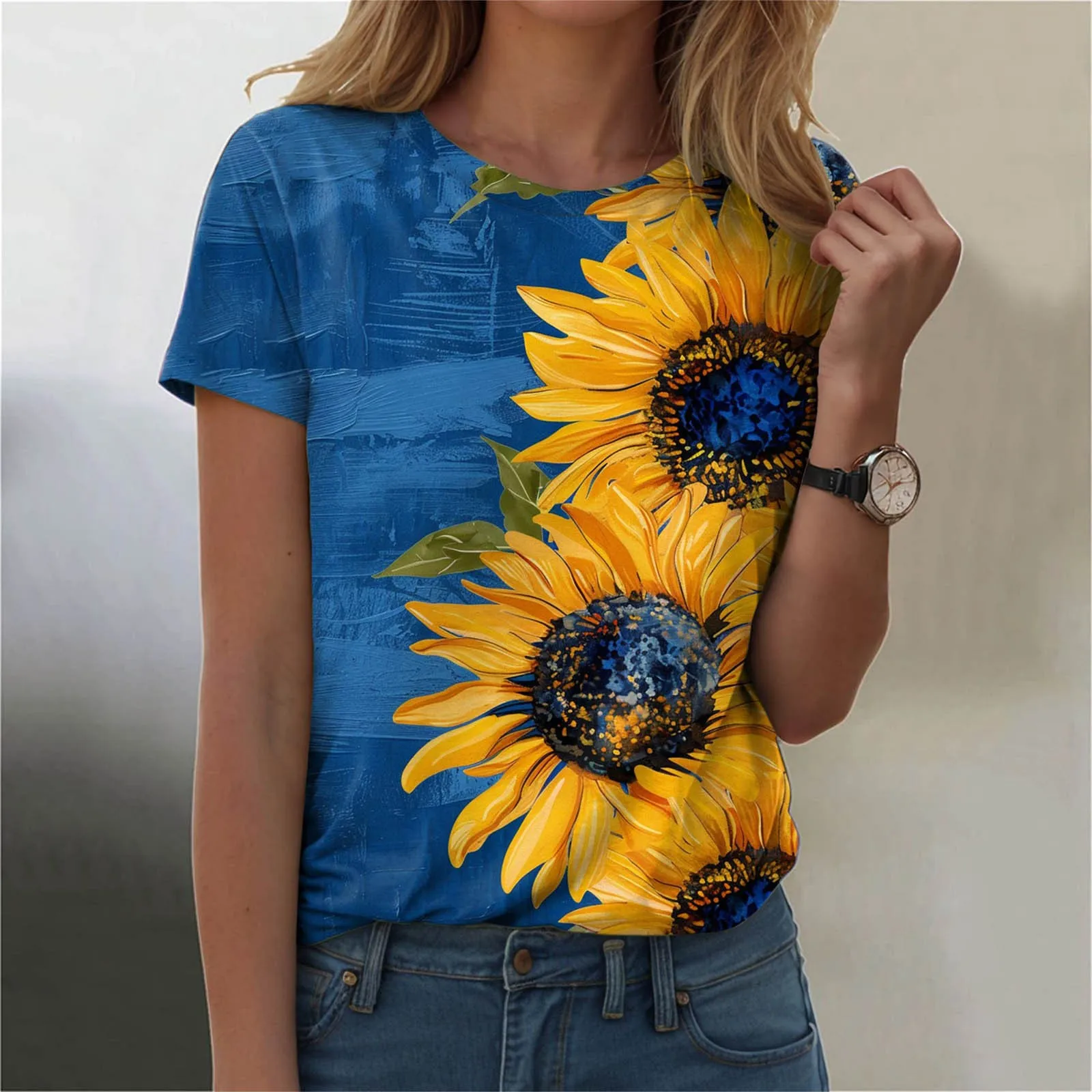 Women Sunflower Print Short Sleeve Shirts For Summer Casual O Neck Blouse Shirts Y2k Harajuku Tees Top Female Clothing 2025
Women Sunflower Print Short Sleeve Shirts For Summer Casual O Neck Blouse Shirts Y2k Harajuku Tees Top Female Clothing 2025