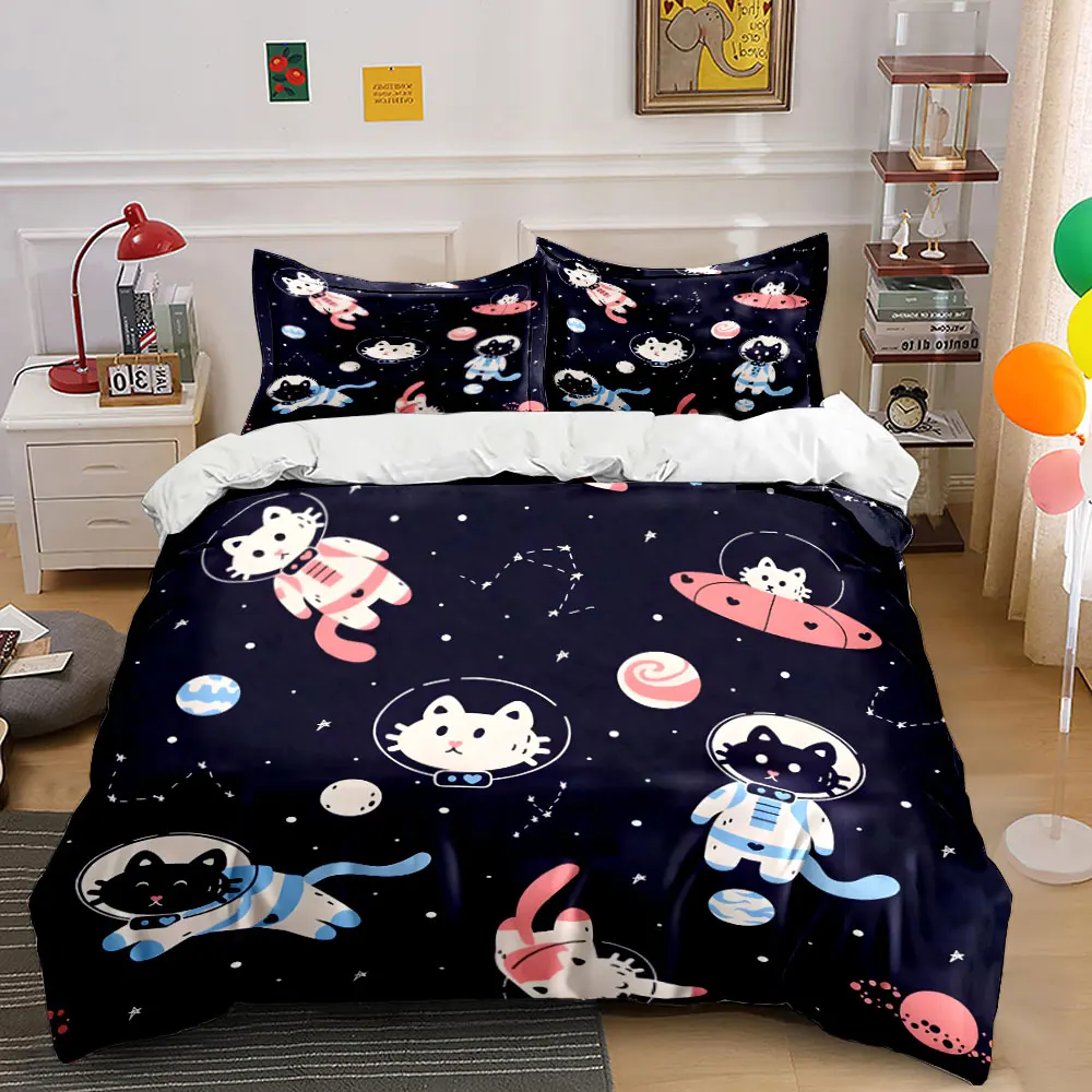 "Space Cat Trio Adventure Design" kid's and adults' bedroom decor, Exquisite three-piece bedding set gift
"Space Cat Trio Adventure Design" kid's and adults' bedroom decor, Exquisite three-piece bedding set gift
