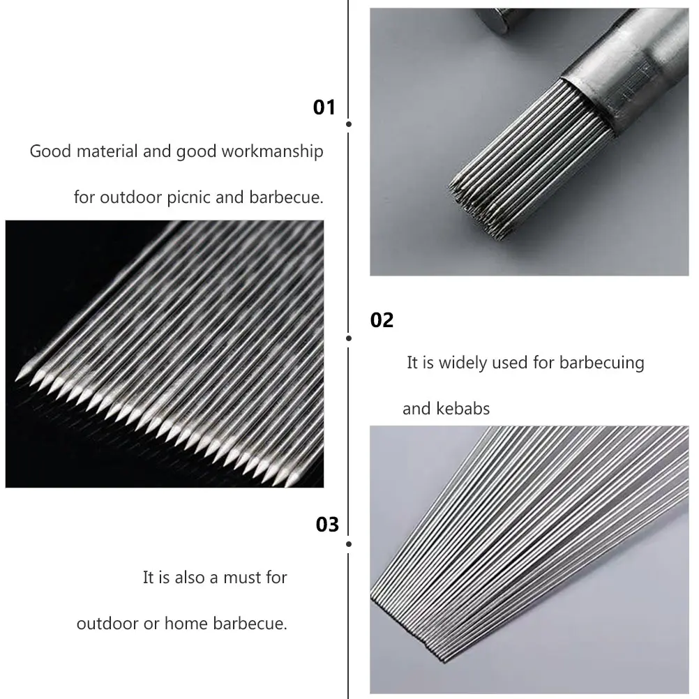100pcs Stainless BBQ Skewers 304 Grade 2.0mm Stainless Steel Skewers Diameter 30cm Length Grilling Kebabs Picnic Barbecue Tools
100pcs Stainless BBQ Skewers 304 Grade 2.0mm Stainless Steel Skewers Diameter 30cm Length Grilling Kebabs Picnic Barbecue Tools
