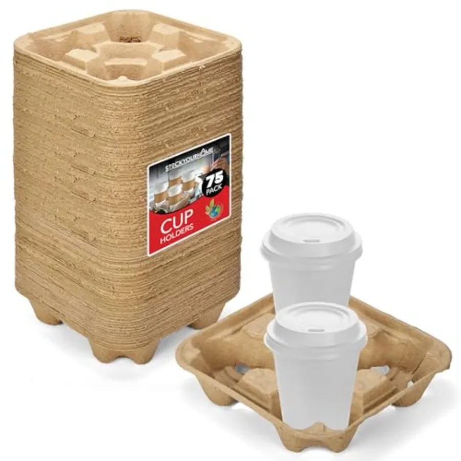 4 Cup Disposable Coffee Tray 75 Count , Commercially Compostable Cup Holder, Durable Drink Carrier for Hot or Cold Drinks, to G
4 Cup Disposable Coffee Tray 75 Count , Commercially Compostable Cup Holder, Durable Drink Carrier for Hot or Cold Drinks, to G