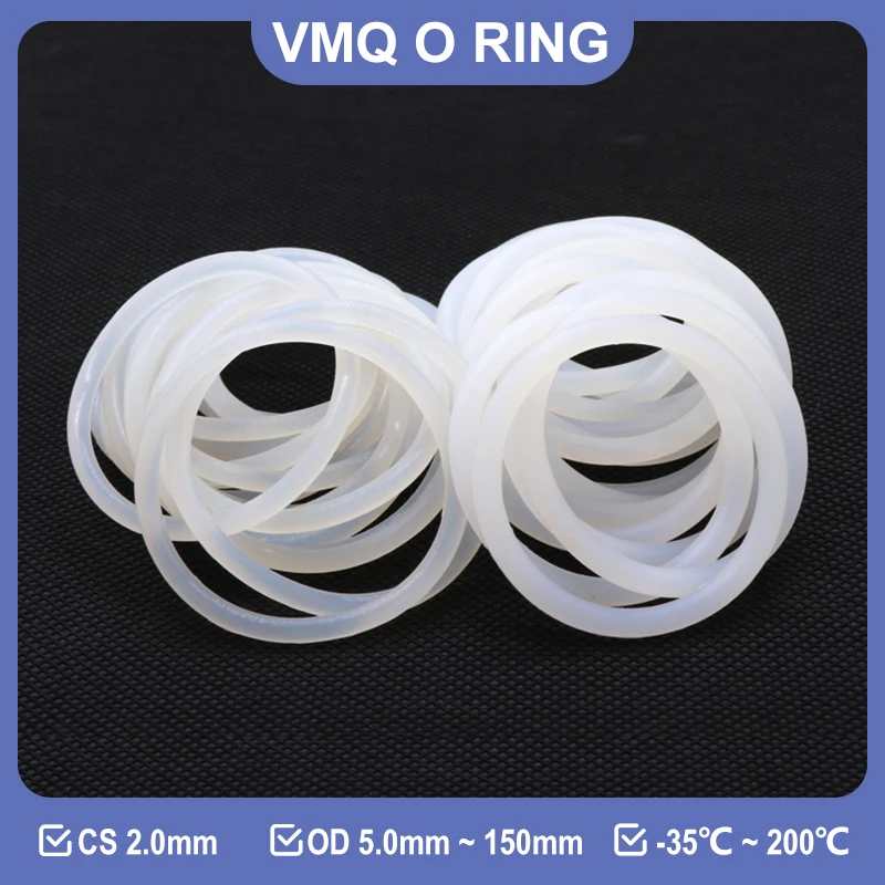 10/50pcs White Silicone VMQ O-Ring CS 2mm OD 5mm ~ 100mm Food Grade Silicon Rubber Sealing Washer Waterproof Insulated Gaskets
10/50pcs White Silicone VMQ O-Ring CS 2mm OD 5mm ~ 100mm Food Grade Silicon Rubber Sealing Washer Waterproof Insulated Gaskets