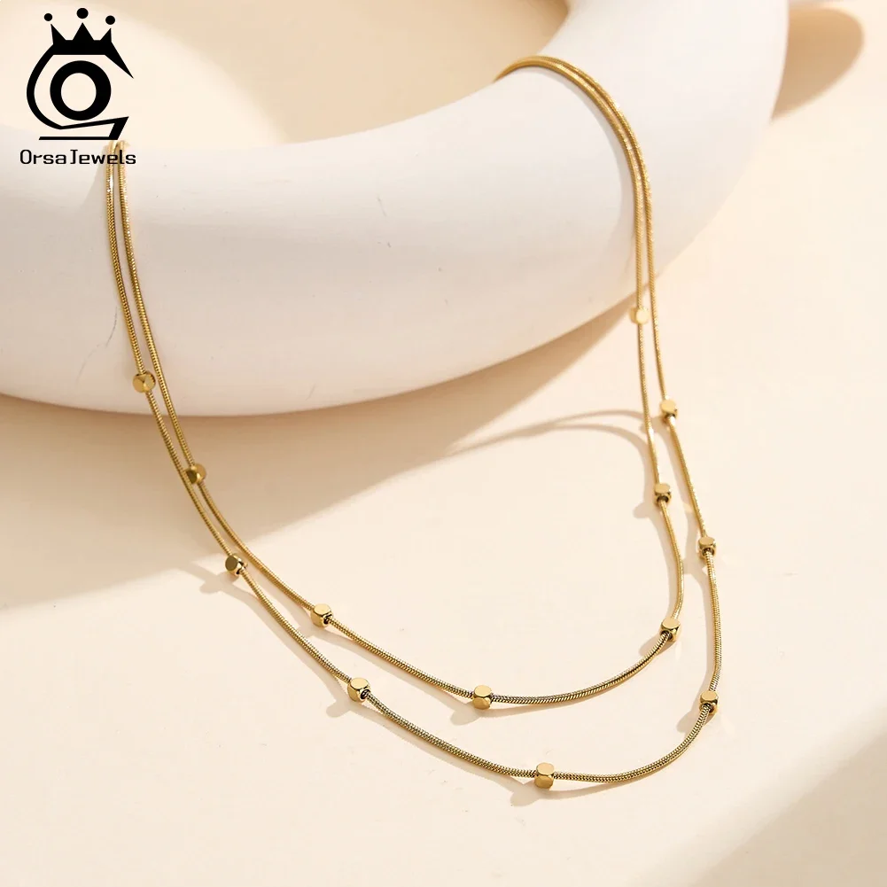 ORSA JEWELS 18K Gold Plated Stainless Steel Layered Chain Necklaces for Women Beads Chain Necklace Party Waterproof STCC02
ORSA JEWELS 18K Gold Plated Stainless Steel Layered Chain Necklaces for Women Beads Chain Necklace Party Waterproof STCC02