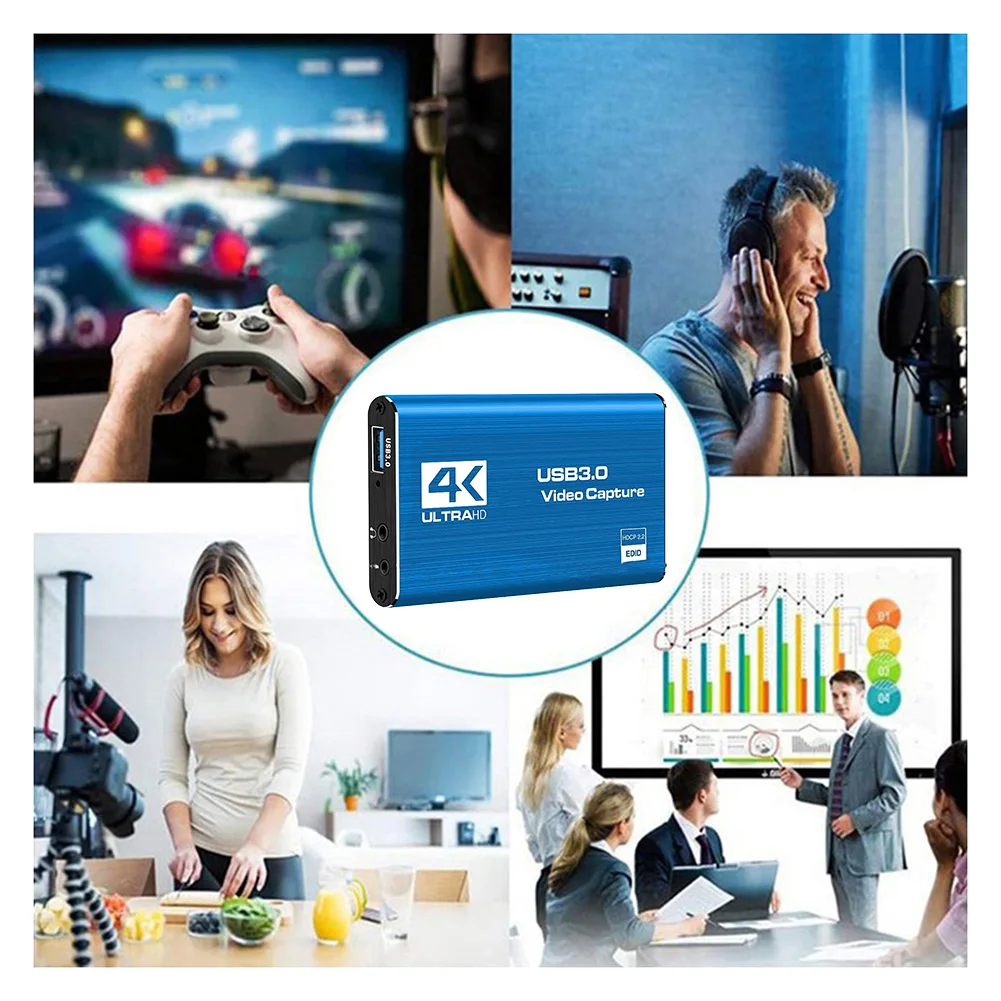 4K HDMI-Compatible USB 3.0 HD Recorder Grabber 1080P 60FPS Audio Video Capture Card 60Hz for OBS Capturing Game Audio Mic Live
4K HDMI-Compatible USB 3.0 HD Recorder Grabber 1080P 60FPS Audio Video Capture Card 60Hz for OBS Capturing Game Audio Mic Live