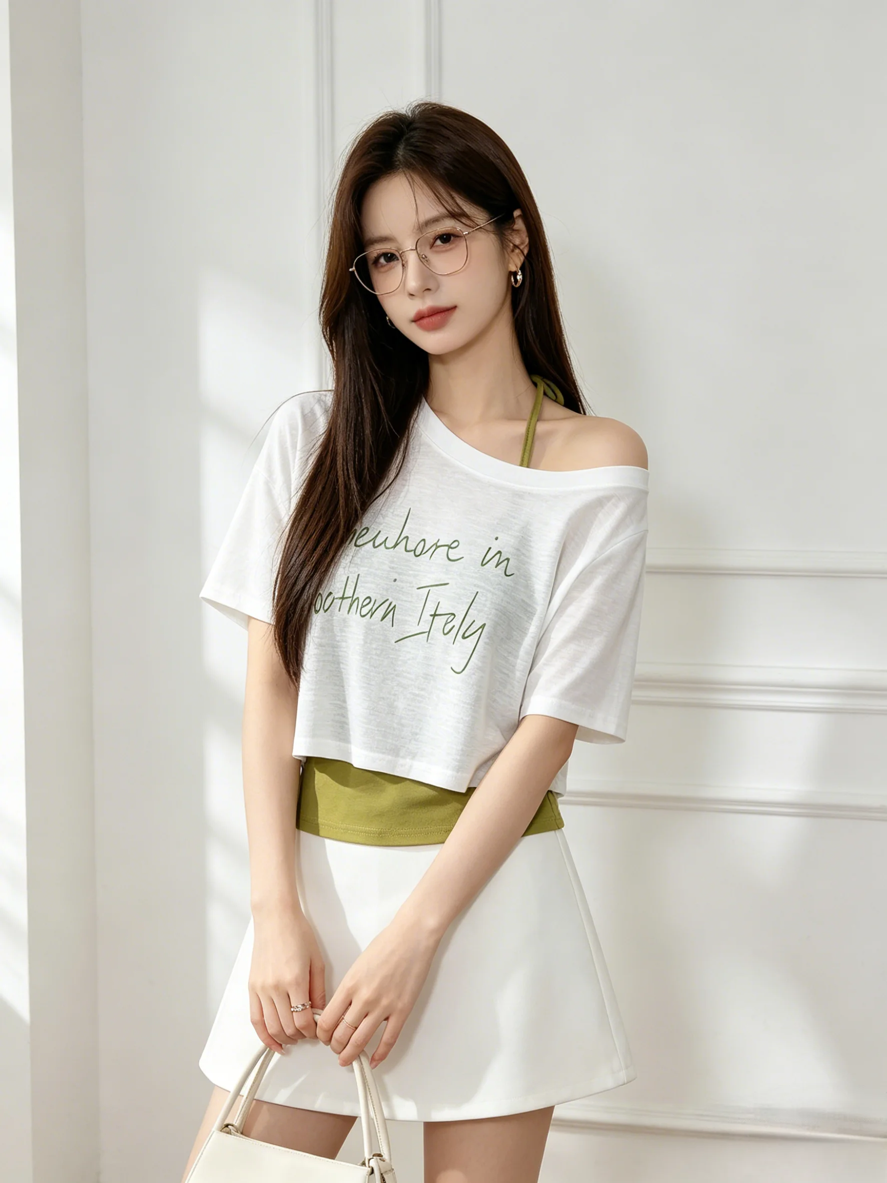 Korean Design Vintage Off-Shoulder Short Sleeve Printed T-Shirt Skin-Friendly Necktie Vest Slimming Two-Piece Summer Set
Korean Design Vintage Off-Shoulder Short Sleeve Printed T-Shirt Skin-Friendly Necktie Vest Slimming Two-Piece Summer Set