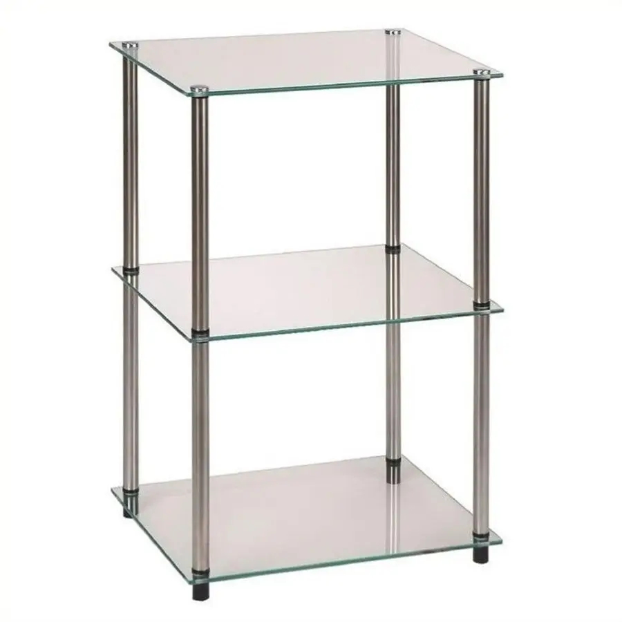 Classic Glass Tall 3 Tier End Table, Glass
Classic Glass Tall 3 Tier End Table, Glass