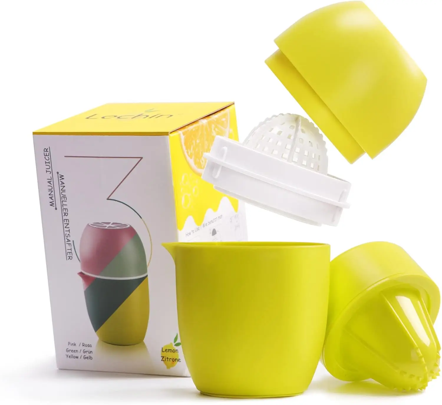 Citrus Juicer with Lemon Shape - Hand Juicer with Two Press Options for Different Fruits (Yellow)
Citrus Juicer with Lemon Shape - Hand Juicer with Two Press Options for Different Fruits (Yellow)