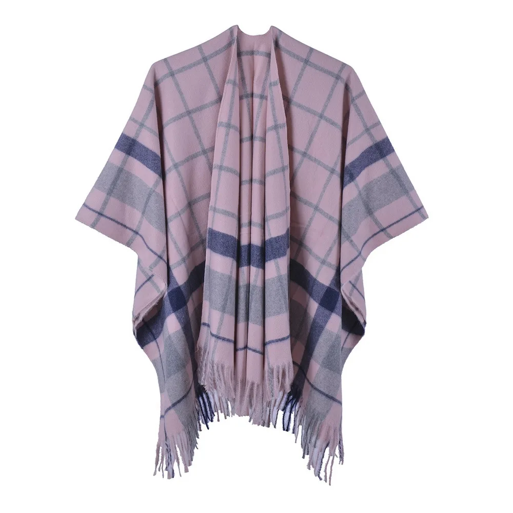 Autumn Winter Checked Scarf Shawl Tassels Imitation Cashmere Wear Both Sides Shawl Women Poncho Lady Capes Pink Cloaks
Autumn Winter Checked Scarf Shawl Tassels Imitation Cashmere Wear Both Sides Shawl Women Poncho Lady Capes Pink Cloaks