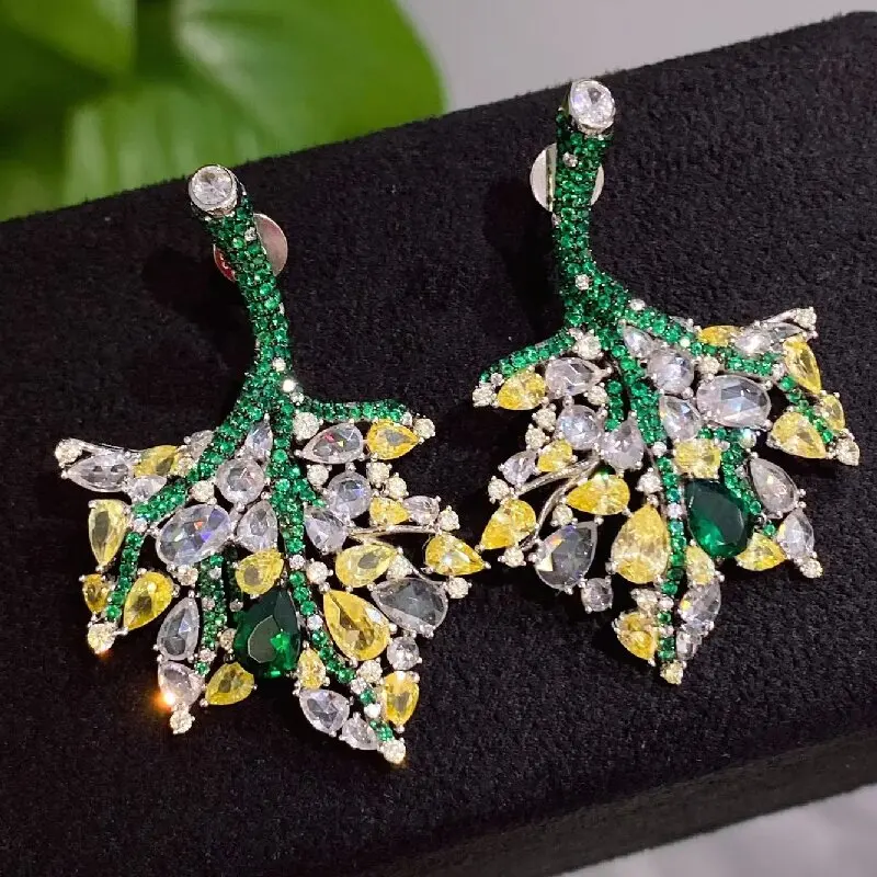 KQDANCE 925 Sterling Silver Hand Make Rose Cut Zircon Leaf Stud Earrings Luxurious Women Jewelry
KQDANCE 925 Sterling Silver Hand Make Rose Cut Zircon Leaf Stud Earrings Luxurious Women Jewelry