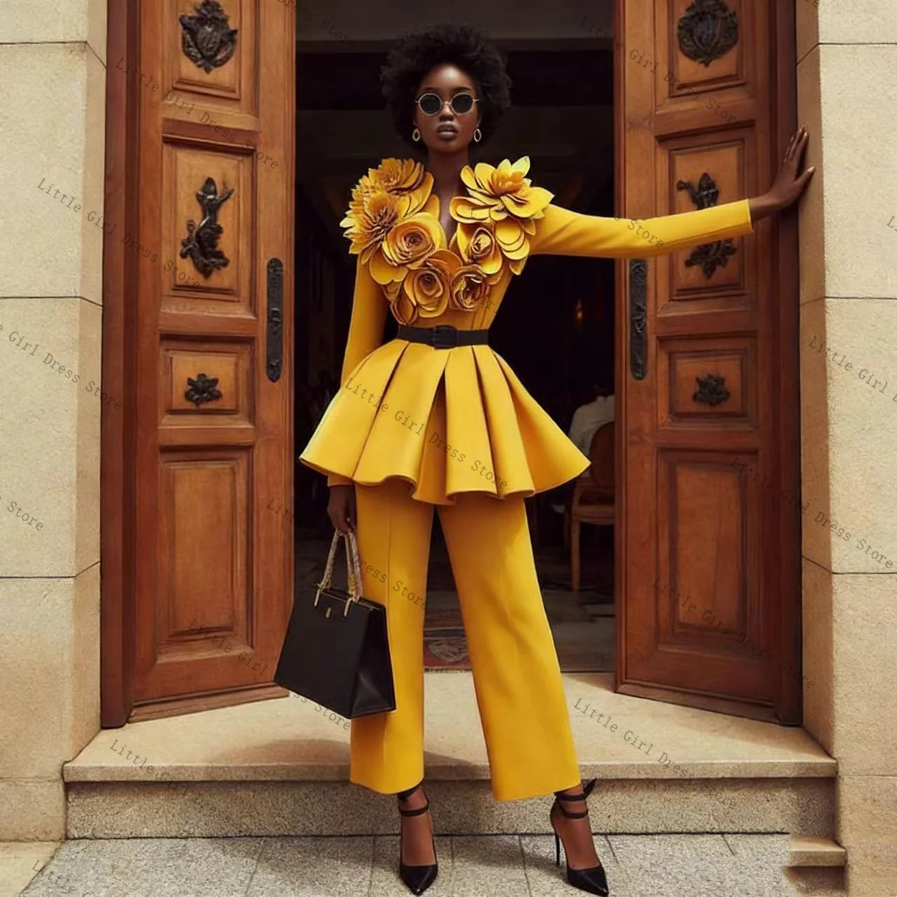 2 Pcs Yellow Women Suit Set Blazer Pants Trousers Belt 3D Flower Formal Office Lady Jacket Prom Wedding Bride Coat Customized
2 Pcs Yellow Women Suit Set Blazer Pants Trousers Belt 3D Flower Formal Office Lady Jacket Prom Wedding Bride Coat Customized