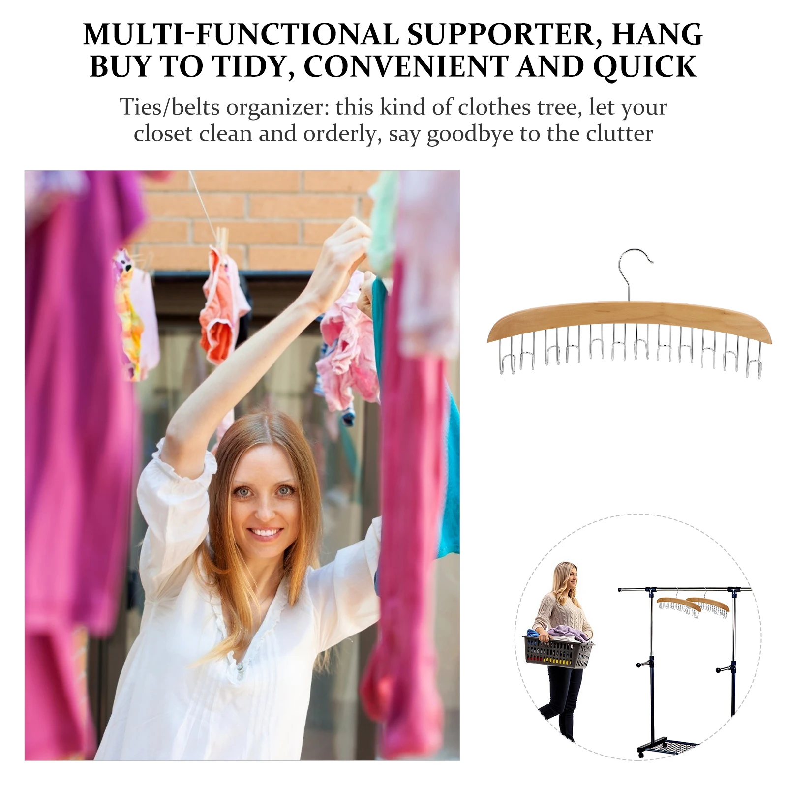 12 Hooks Wooden Belt Tie Rack NonSlip Hanger Closet Organizer Stainless Steel Clothes Storage Wardrobe
12 Hooks Wooden Belt Tie Rack NonSlip Hanger Closet Organizer Stainless Steel Clothes Storage Wardrobe