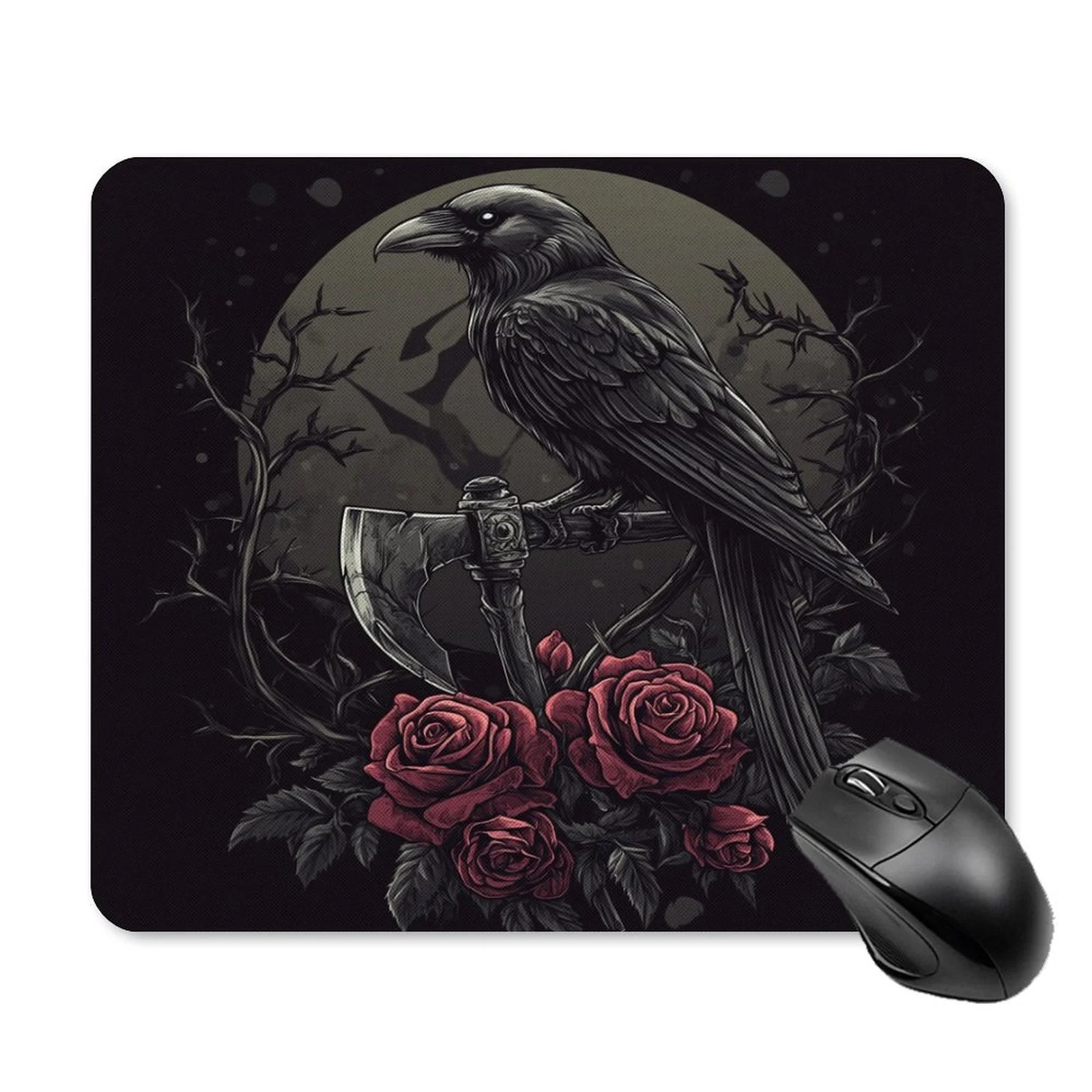 The fashionable crow and rose mouse pad with an anti-slip rubber base and a smooth surface is suitable for offices and gamers
The fashionable crow and rose mouse pad with an anti-slip rubber base and a smooth surface is suitable for offices and gamers