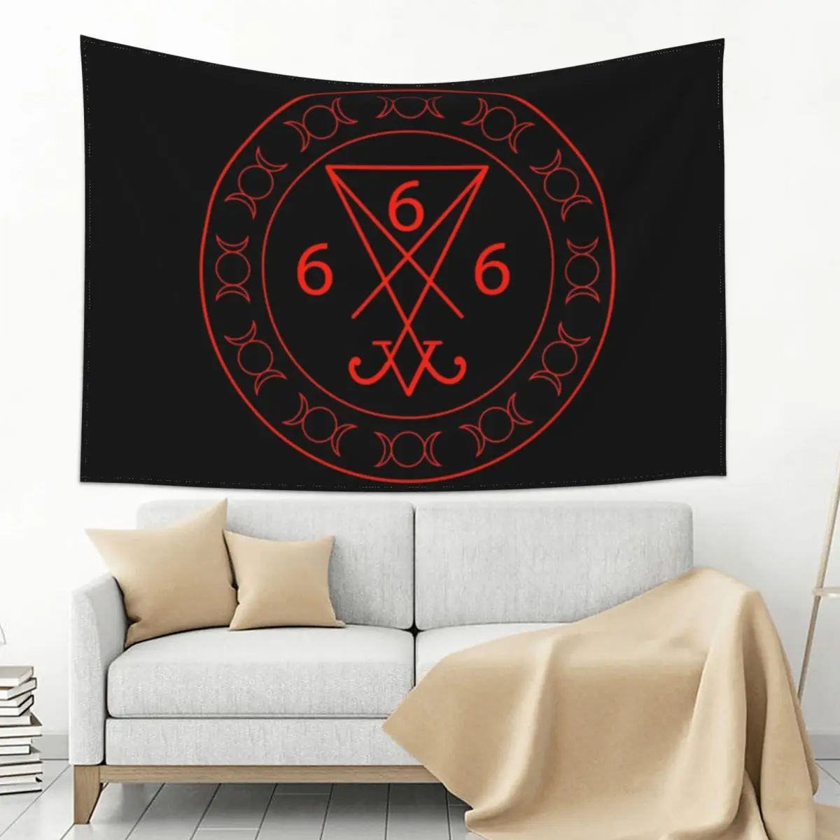 666- the number of the beast with the sigil of Lucifer symbol Tapestry
666- the number of the beast with the sigil of Lucifer symbol Tapestry