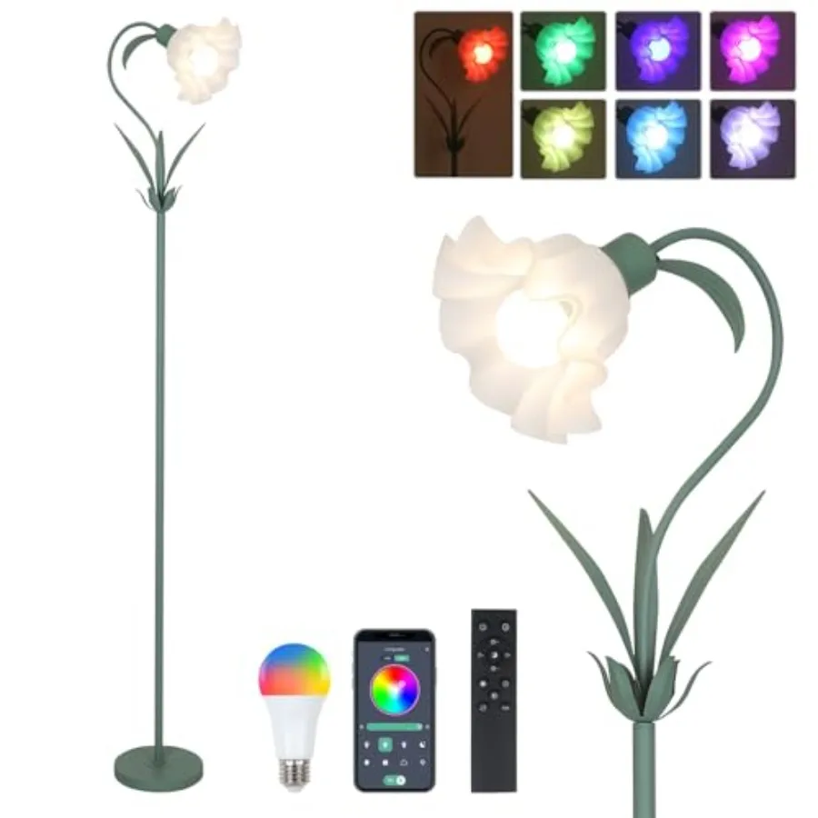 Flower Floor Lamp for Living Room, Flower Standing Lamp with Remote Control, Floral Cute Tall Lamp with RGB Bulb, Dimming, Time
Flower Floor Lamp for Living Room, Flower Standing Lamp with Remote Control, Floral Cute Tall Lamp with RGB Bulb, Dimming, Time