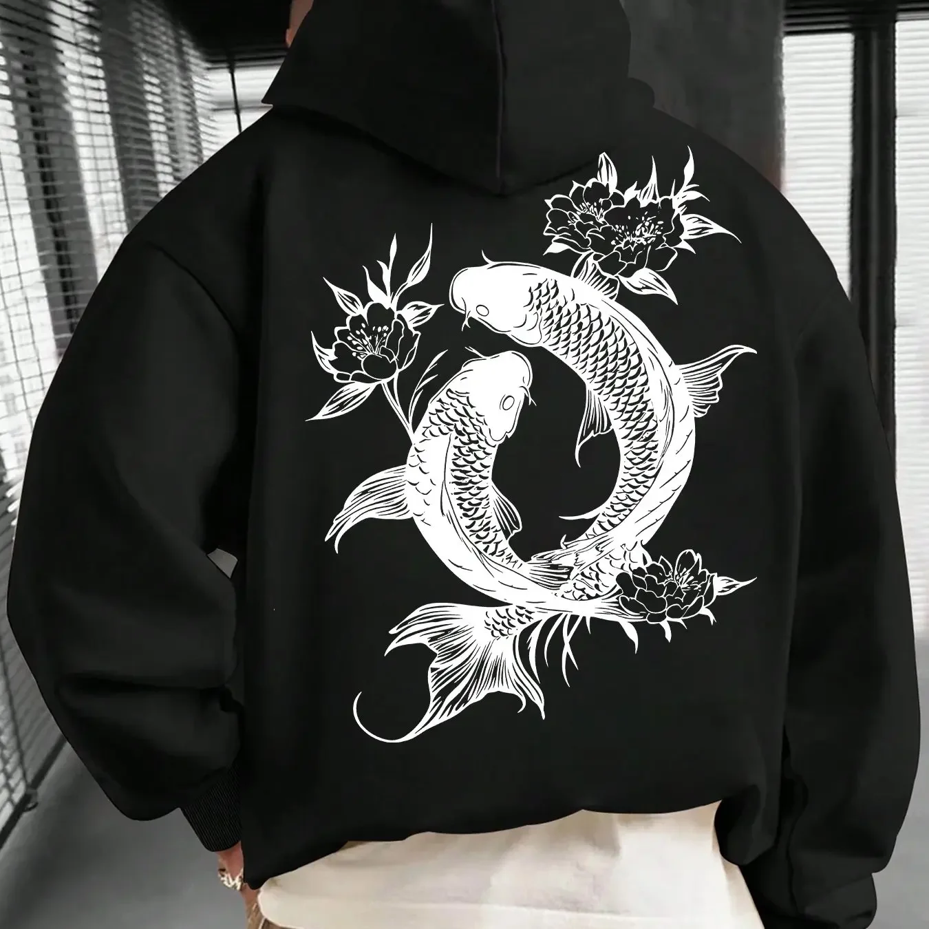 Men'S Brown Hoodie with Koi Fish & Floral Print - Cozy Pullover with Drawstring and Kangaroo Pocket
Men'S Brown Hoodie with Koi Fish & Floral Print - Cozy Pullover with Drawstring and Kangaroo Pocket