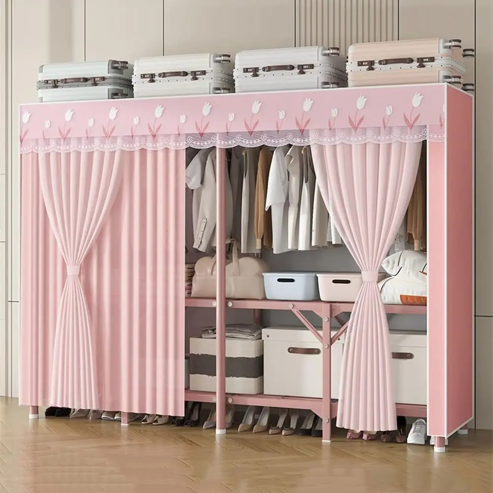 Large Capacity Metal Portable Wardrobe with Fabric Cover and Shelves - Pink, 78.7
Large Capacity Metal Portable Wardrobe with Fabric Cover and Shelves - Pink, 78.7