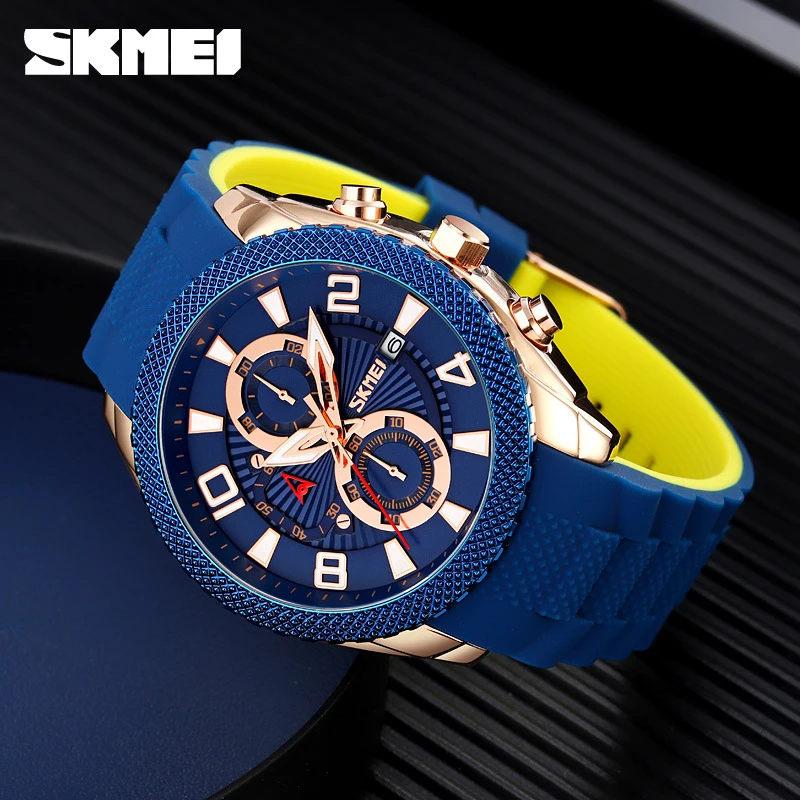 SKMEI Fashion Big Dial Teen Silicone Strap Quartz Watch with Three Sub-dials and Six Hands, Waterproof Wristwatch
SKMEI Fashion Big Dial Teen Silicone Strap Quartz Watch with Three Sub-dials and Six Hands, Waterproof Wristwatch