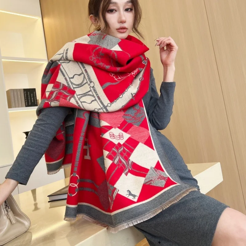 185*65cm Winter Women's Scarf Luxury Design Double sided Cashmere Feel Scarf Warm Red Scarf Shawl
185*65cm Winter Women's Scarf Luxury Design Double sided Cashmere Feel Scarf Warm Red Scarf Shawl