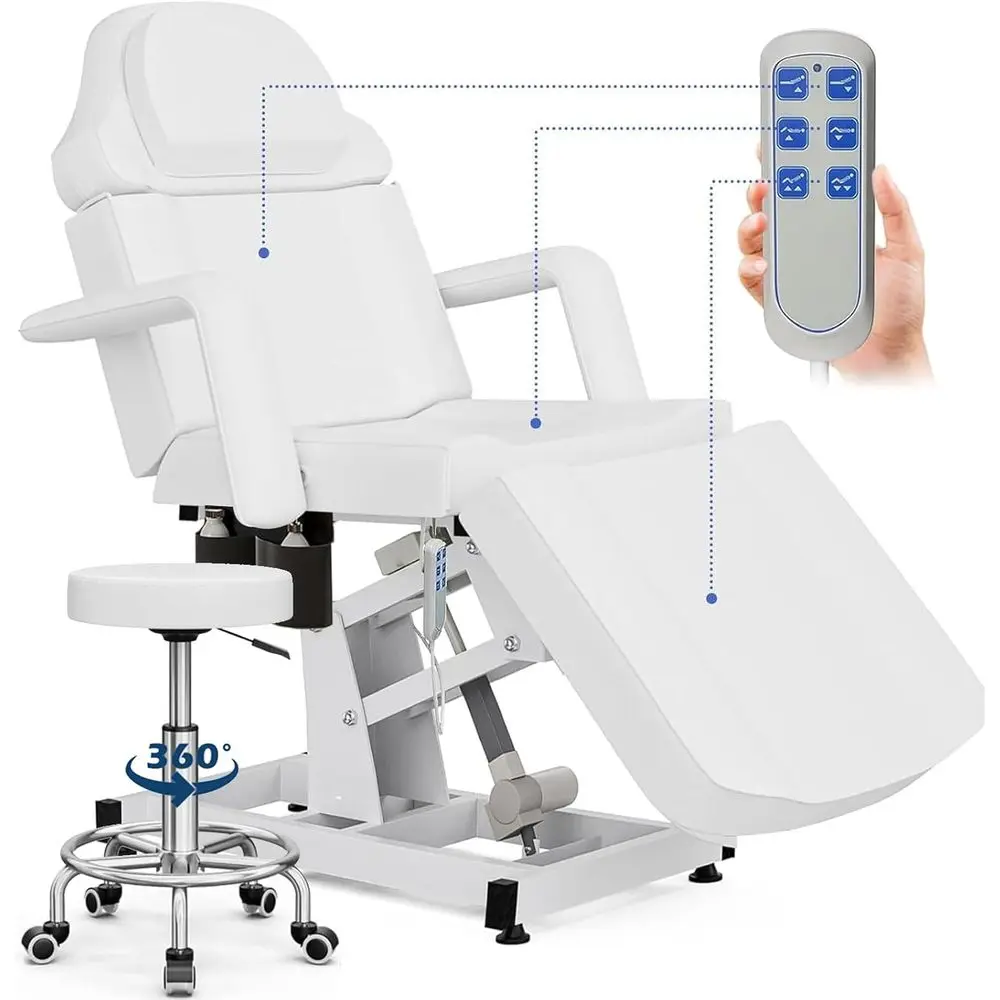 Electric Tattoo Chair with 3 Motors, Remote Control, Adjustable Height & Angle, 4-Section Massage Table, White, Stool Included
Electric Tattoo Chair with 3 Motors, Remote Control, Adjustable Height & Angle, 4-Section Massage Table, White, Stool Included