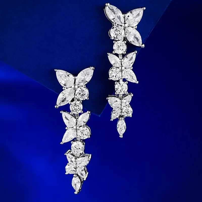 Romantic Lovers Moissanite Diamond Dangle Earring Real 925 Sterling Silver Jewelry Engagement Wedding Drop Earrings for Women
Romantic Lovers Moissanite Diamond Dangle Earring Real 925 Sterling Silver Jewelry Engagement Wedding Drop Earrings for Women