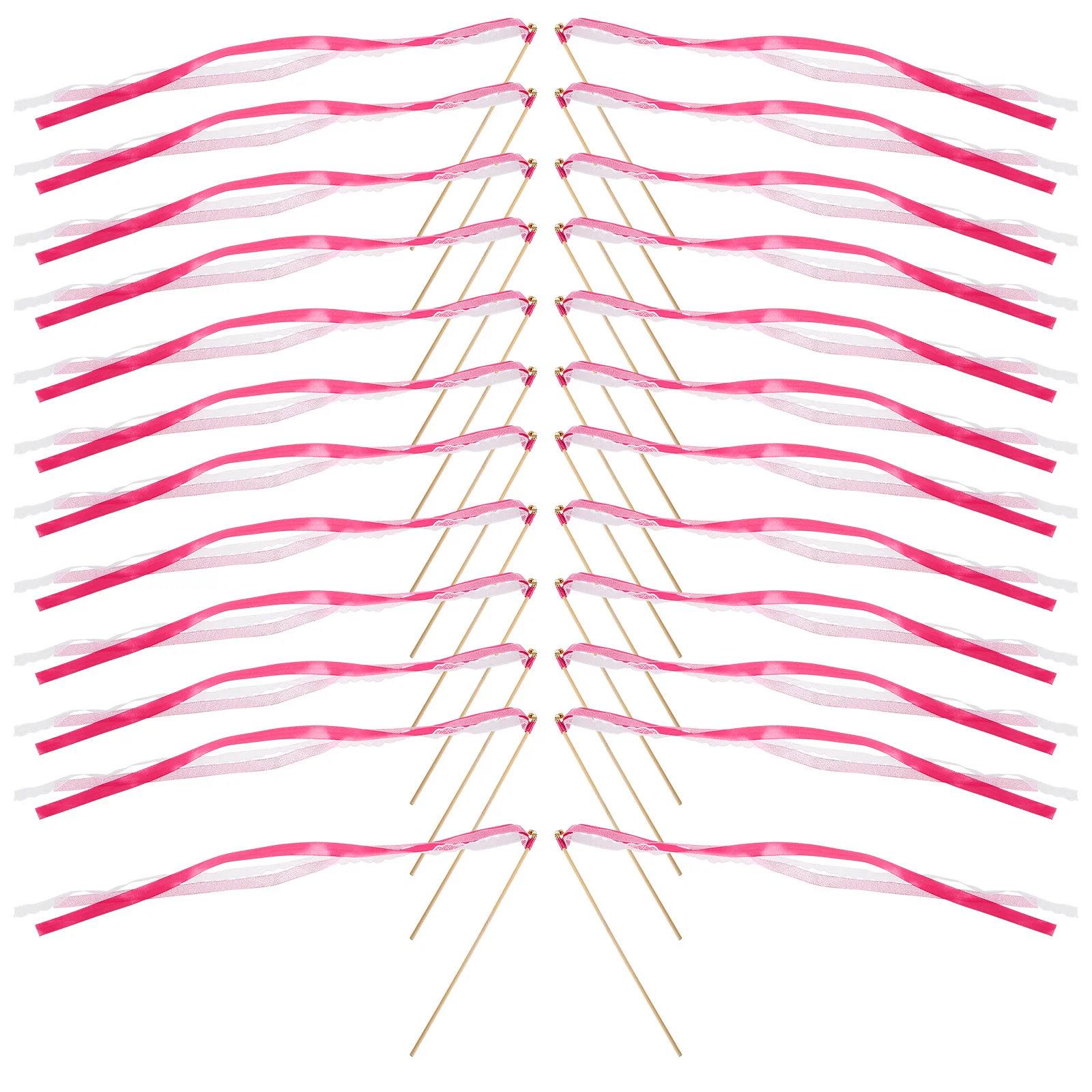 25Pcs Ribbon Fairy Wands with Lace Streamers Wedding Birthday Holiday Party Decorations Photo Booth Props Dancing Streamers