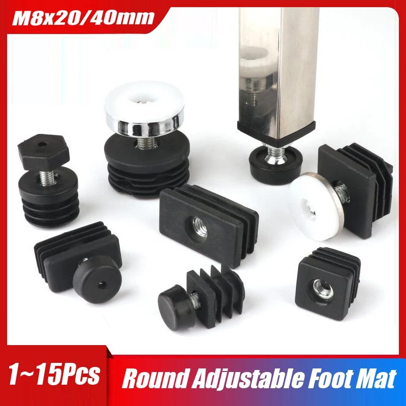 1~15PCS Of M8 * 20/40mm Adjustable Foot Pads With Nuts Pipe Plugs Black Square Furniture Shelves Height Adjustable Foot Cups
1~15PCS Of M8 * 20/40mm Adjustable Foot Pads With Nuts Pipe Plugs Black Square Furniture Shelves Height Adjustable Foot Cups