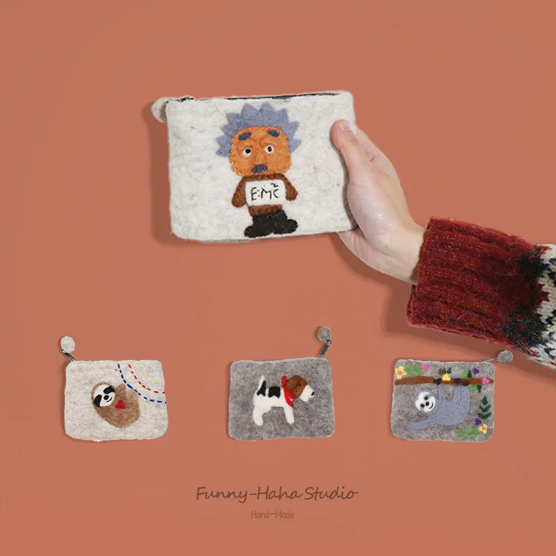 Handmade Wool Felt Coin Purse Cute Einstein Animal Shape Portable Hand Pouch Forest Style Small Items Storage Bag
Handmade Wool Felt Coin Purse Cute Einstein Animal Shape Portable Hand Pouch Forest Style Small Items Storage Bag