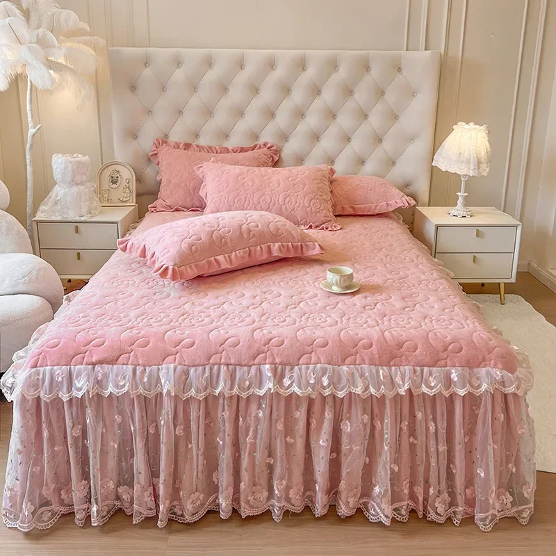 AI WINSURE-Bedspreads King Size Velvet, Romantic Lace Quilted Bed Skirt, Soft Bed Cover, with 2 Pillowcases, for Women, 3pcs
AI WINSURE-Bedspreads King Size Velvet, Romantic Lace Quilted Bed Skirt, Soft Bed Cover, with 2 Pillowcases, for Women, 3pcs