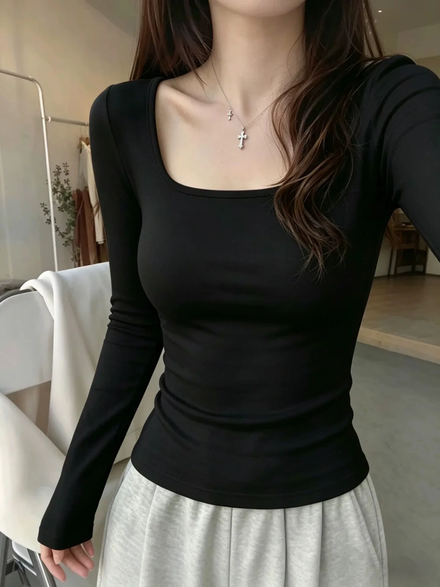 Women's Long Sleeve T-Shirt 95 Cotton Square Collar Base Shirt Spring Autumn plus Size Slim Fit Inner Wear Shoulder Pure Colo...
Women's Long Sleeve T-Shirt 95 Cotton Square Collar Base Shirt Spring Autumn plus Size Slim Fit Inner Wear Shoulder Pure Colo...