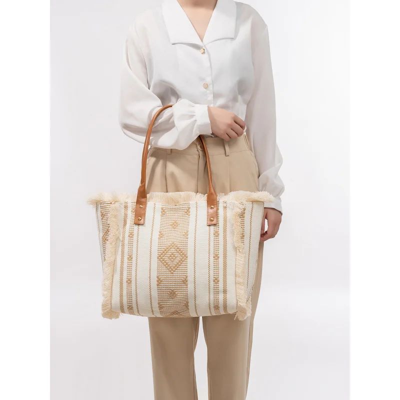 Large-capacity canvas bag for women, tassel tote bag, beach vacation handbag, beach canvas bag
Large-capacity canvas bag for women, tassel tote bag, beach vacation handbag, beach canvas bag