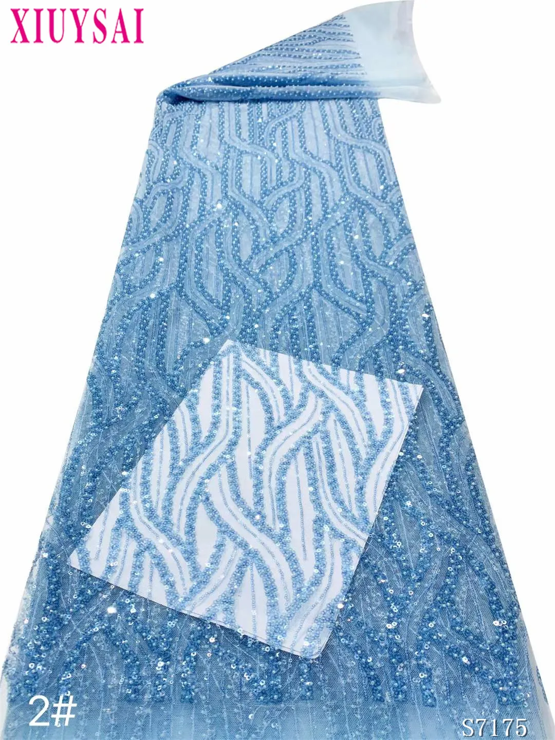 African Organza Lace Fabric for Wedding, Nigerian Sequins Tulle, French Luxury Beads, High Quality, Blue, 2023
African Organza Lace Fabric for Wedding, Nigerian Sequins Tulle, French Luxury Beads, High Quality, Blue, 2023
